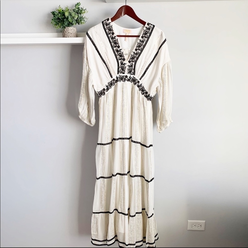 ANTHROPOLOGIE - VERB by Pallavi Singhee Black & White Beaded Maxi Dress S - Picture 2 of 16